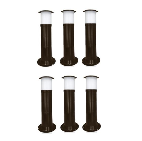 Imagem de Poste Balizador Luminária Sítio Jardim 50cm Marrom Kit 6