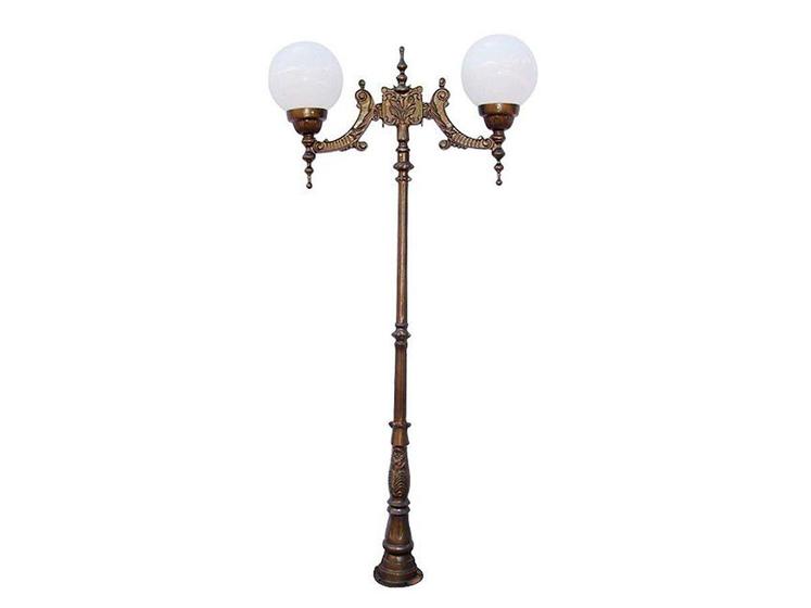 Poste Colonial Romano para Jardim Alumínio 02 Globo 2,20m Luminárias