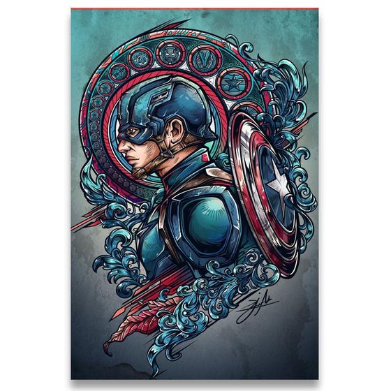 Imagem de Poster 42cm x 30cm A3 Brilhante Capitão America Vingadores