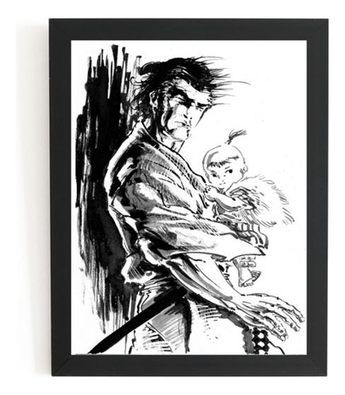 Imagem de Poster Com Moldura Decorativo Lobo Solitario Manga Quadro