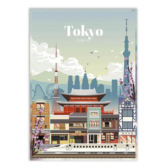 Imagem de Poster Decorativo Cidade De Tokyo Ilustracao Flat Poster
