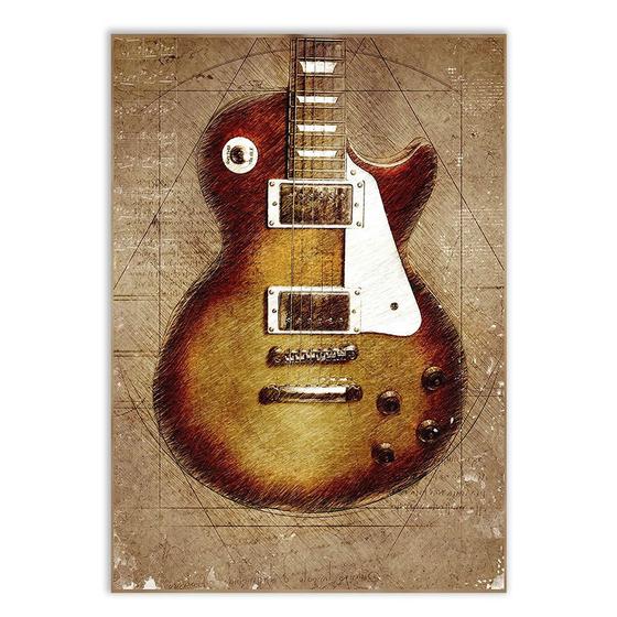 Imagem de Poster Decorativo Guitarra Decoração Lápis Marrom Poster