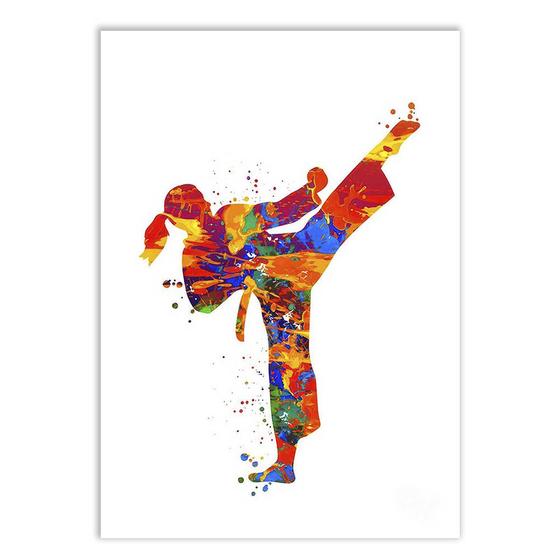 Imagem de Poster Decorativo Karate Ilustração Colorida Esportes