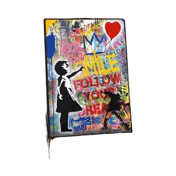 Quadro Banksy – Scimmia Colorata – Tela Stampata Con Cornice Profonda – Street Art