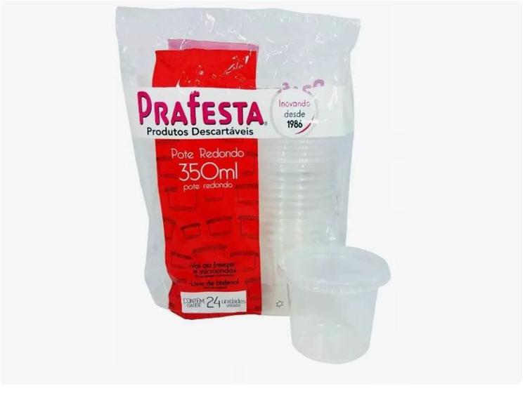 Imagem de Pote 350ml Redondo PRAFESTA Freezer & Microondas C/24 Unidades