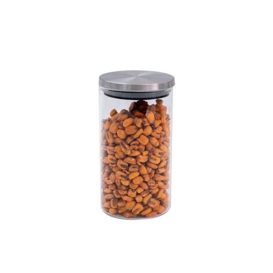 Imagem de Pote 650Ml De Vidro Com Tampa De Inox Circular Mantimento