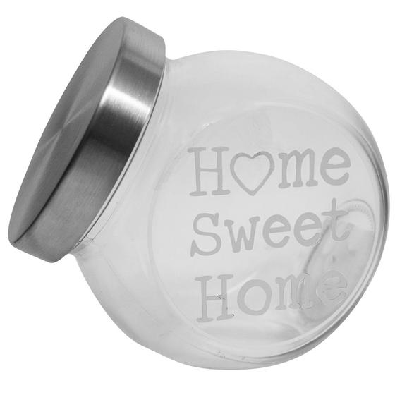 Imagem de Pote baleiro de vidro home sweet home com tampa de metal 650ml