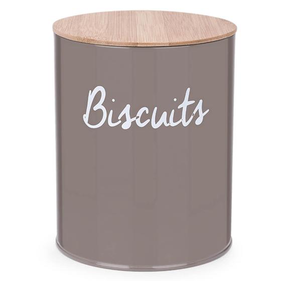 Imagem de Pote Biscuits Porta Condimentos Lata de Biscoito com Tampa de Bambu Haus Concept Canister Warm Gray