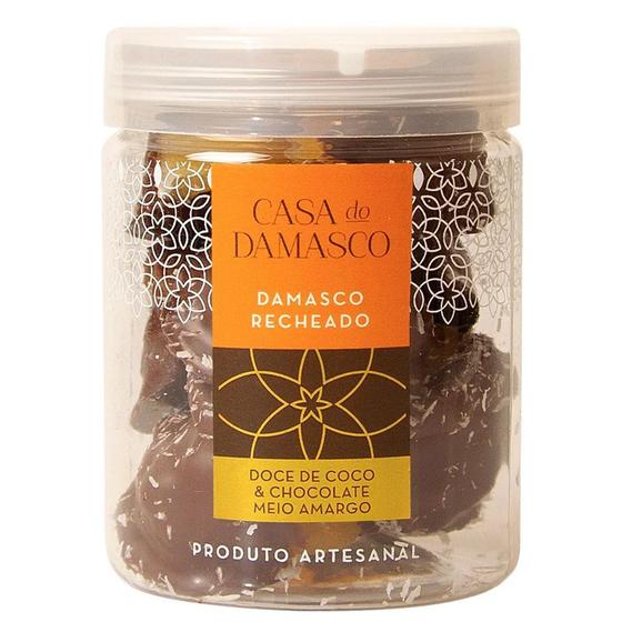 Imagem de Pote Casa do D. Damascos Rechados com Doce de Coco e Chocolate Meio Amargo 150g