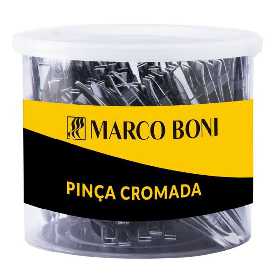 Imagem de Pote Com 100 Pinças De Sobrancelha Aço Cromado Marco Boni