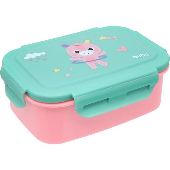 Imagem de Pote com 3 divisórias e Trava Bentô Box Buba Unicórnio