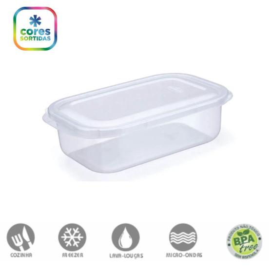 Imagem de Pote Cozinha Retangular Alto 868Ml Incolor Plastico Marmita