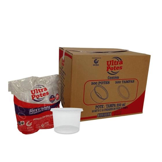 Imagem de Pote de 250ml com tampa Transparente PP Ultratherm com 500 unidades