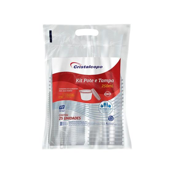 Imagem de Pote de 250ml Redondo com tampa Transparente Cristalcopo com 500 unidades