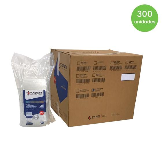 Imagem de Pote de 500ml Retangular Translúcido com sobretampa Elevada Copaza com 25 unidades