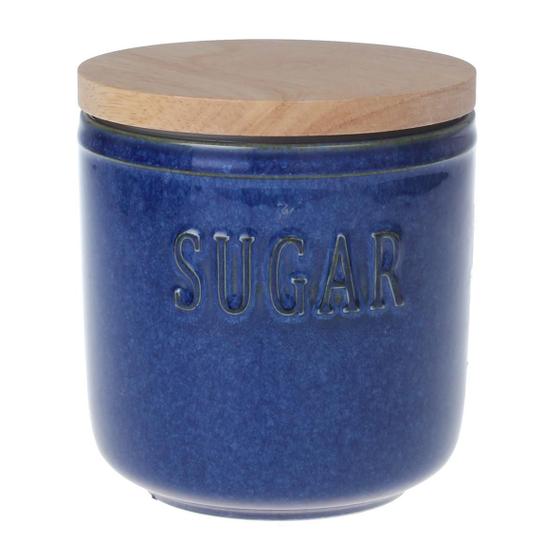 Imagem de Pote De Cerâmica Azul Com Tampa De Bambu Sugar