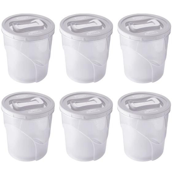 Imagem de Pote de plástico Clic rosca 7,6 litros branco com 6 unidades Plasutil ref.2836
