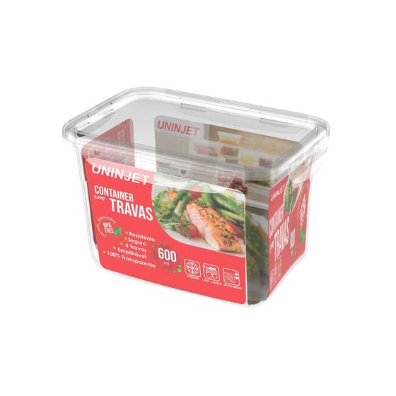 Imagem de Pote De Plástico Container Com 4 Travas Resistente Design Moderno Prático 600ml