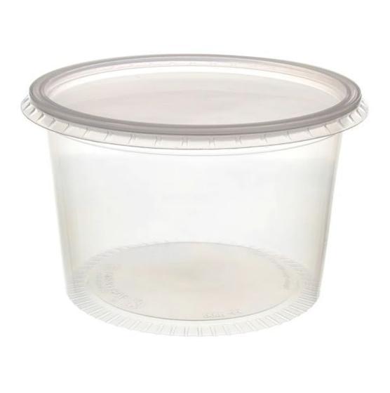 Imagem de Pote de Plástico Descartável para Alimentos Redondo com Tampa 1000ml com 24 Unidades Prafesta