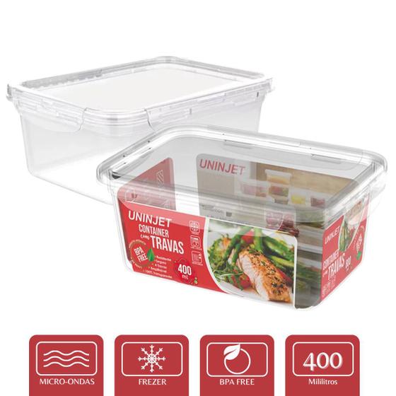 Imagem de Pote De Plástico Hermético Com Divisória 400ml Marmita Porta Alimento