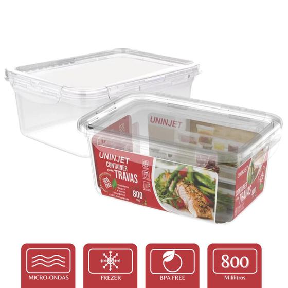 Imagem de Pote De Plástico Hermético Com Divisória 800ml Marmita Porta Alimento