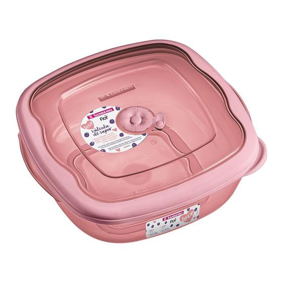 Pote de Plástico Quadrado Flor 2,7L Rosa - Sanremo Menor preço em Pote de Plástico Quadrado Flor 2,7L Rosa - Sanremo