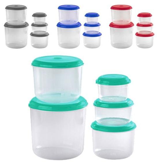 Imagem de Pote de Plastico Redondo Colors para Mantimentos Kit com 5 Pecas - Giplas