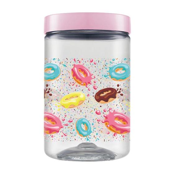 Imagem de pote de plastico redondo donuts com tampa de rosca 1500ml - BANDEIRANTE