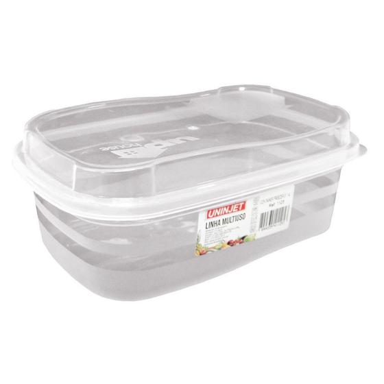 Imagem de pote de plastico retangular com tampa 1,4l kit 5 pçs - UNINJET