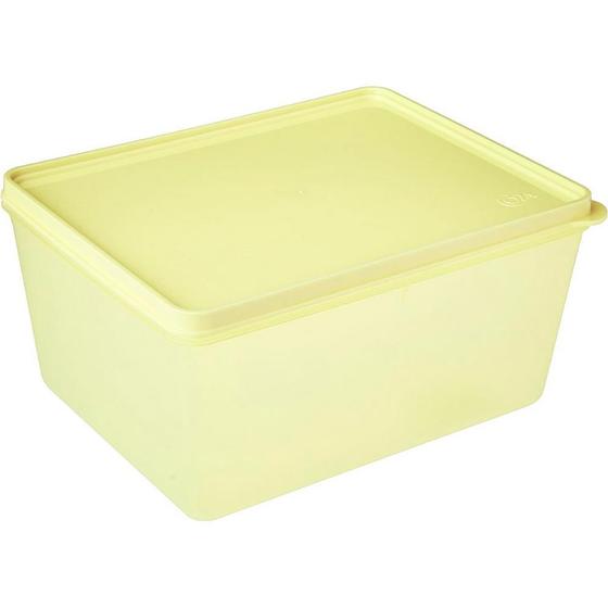 Imagem de Pote De Plástico Retangular Organizar Mantimento Freezer Micro Ondas 600ml Amarelo Transparente Coza