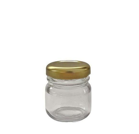 Imagem de Pote De Vidro 40 Ml Com Tampa Metálica Ouro - Kit Com 25 Un