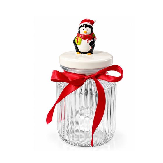 Pote De Vidro 950ml Pinguim Natalino -Allmix