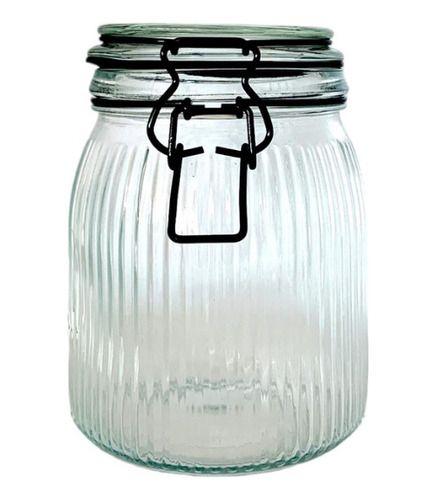 Imagem de Pote De Vidro Com Tampa Hermético Incolor Com Trava 1000 Ml