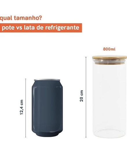 Imagem de Pote De Vidro Empilhável Com Tampa De Bambu 800ml