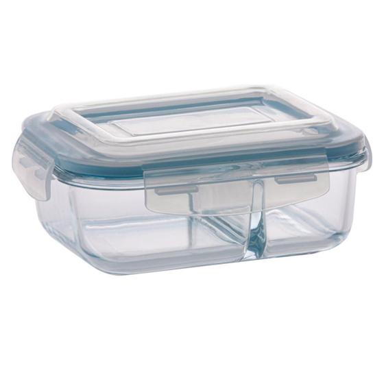 Imagem de Pote de Vidro Hermético Com Divisoria 640ml Marmita Alimento 1 UN
