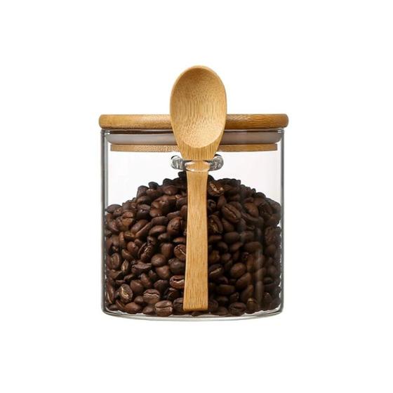 Imagem de Pote de Vidro Hermético com Tampa de Bambu e Colher 600ml