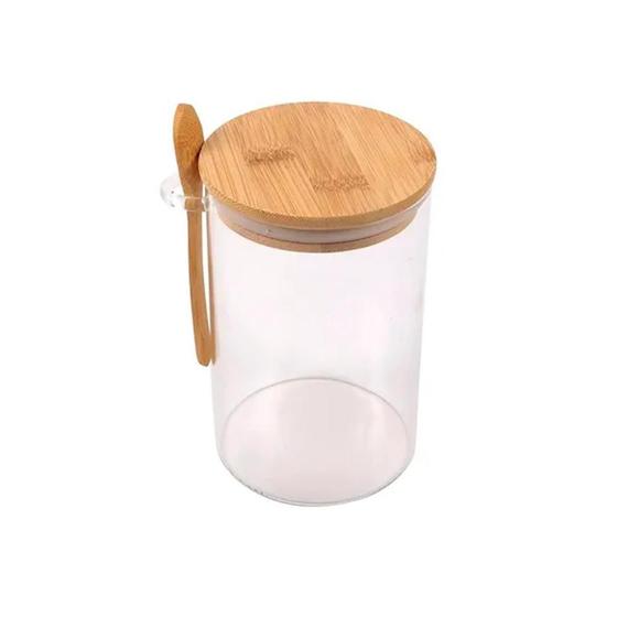 Imagem de Pote de Vidro Hermético com Tampa e Colher de Bambu 750ml