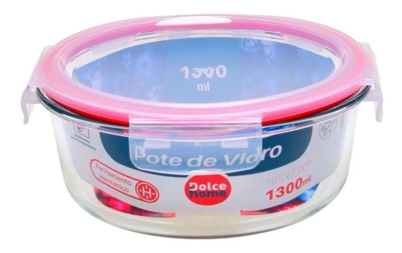 Imagem de Pote De Vidro Hermético Marmita Forno Micro-Ondas 1300Ml