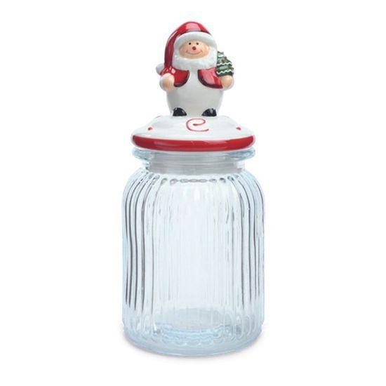 Imagem de Pote de Vidro Papai Noel com Vermelho Branco  1000Ml   - 1 Un