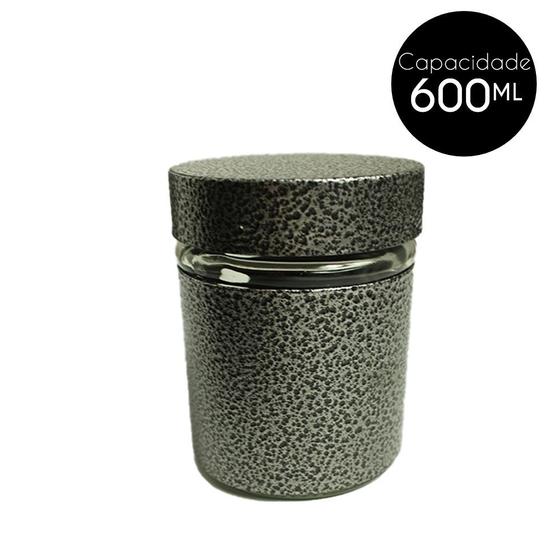 Imagem de Pote de Vidro Revestido Inox 600Ml Cinza