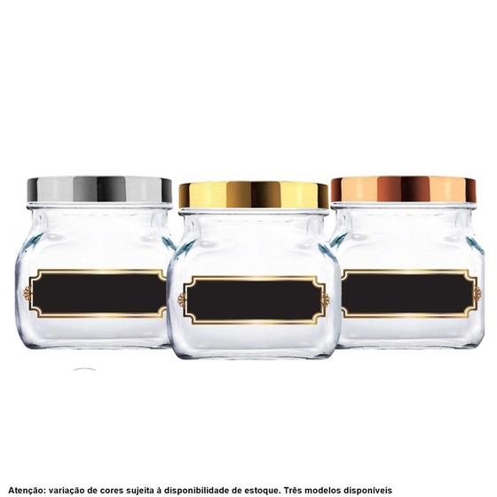 Imagem de Pote de Vidro Style Lousa com Tampa Metalizada 900 ml Ruvolo