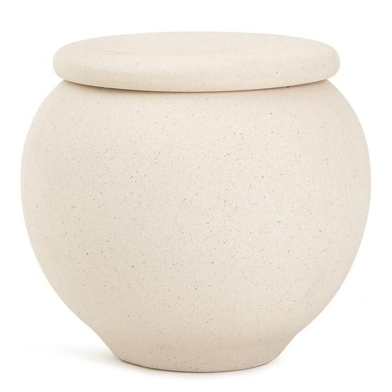 Imagem de POTE DECORATIVO CERAMICA AREIA C/ TAMPA OFF WHITE MART 22cm