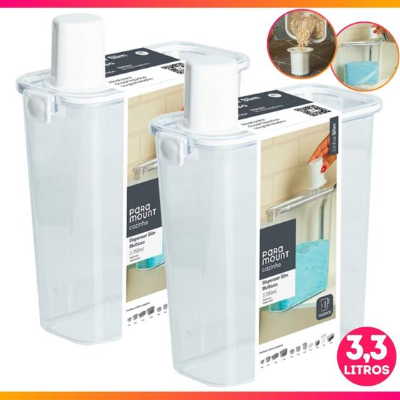 Imagem de Pote Dispenser Multiuso Slim Com Copo Dosador Paramount 2 UN