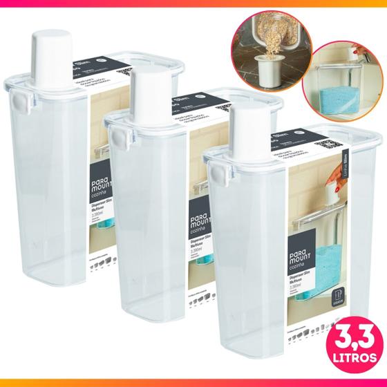 Imagem de Pote Dispenser Multiuso Slim Com Copo Dosador Paramount 3 Un