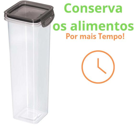 Imagem de Pote Fechamento Hermético Tampa Trava Mais Cristal Porta Mantimentos 1,6L Plasutil