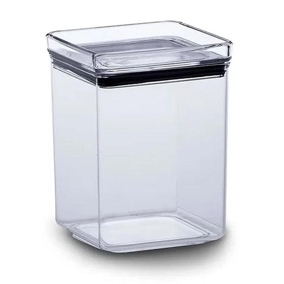 Pote Hermético Acrílico Quadrado 1 Litro Empilhável C/ Tampa Lumini ...