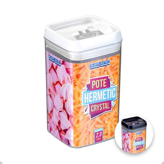 Imagem de Pote Hermético Acrílico Quadrado Grande Com Trava 2300 Ml