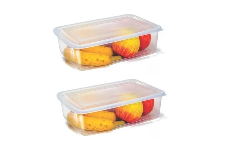 Imagem de Pote Hermético Caixa 4 Litros Retangular Resistente Cor Transparente - Kit 02