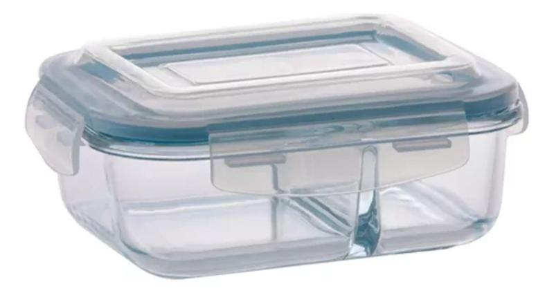 Imagem de Pote Hermético de Vidro Com Divisoria Trava 1040 ml Alimento