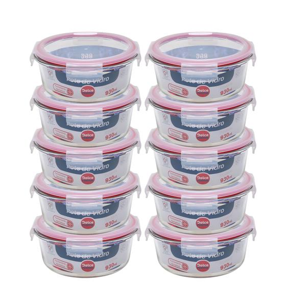Imagem de Pote Hermético De Vidro Kit C/ 10 Potes De 930ml - C/ Trava - Dolce Home